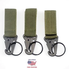 3pcs Green Molle Tactical Carabiner Backpack Belt Hook Quickdraw EDC Nylon Clip