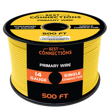 14 Gauge Car Audio Primary Wire 500ft  Yellow   Remote, Power/Ground Electrical