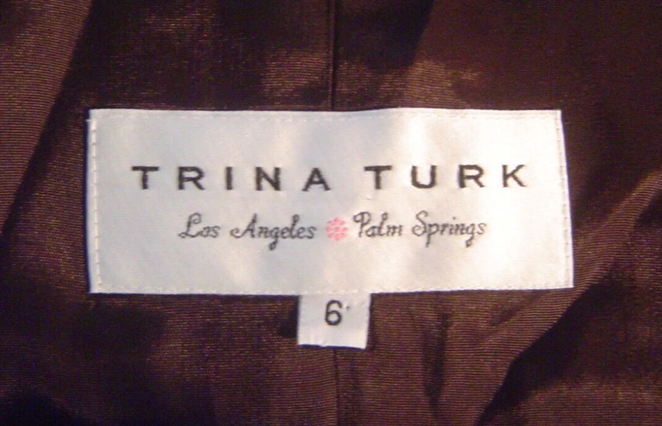 Blazer Trina Turk Marrón Oscuro Un Botón Delantero Manga Larga Campana Chaqueta Talla 6 Foto 3 de 4