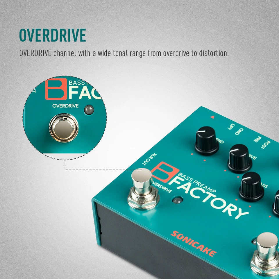 SONICAKE B Factory Analog Bass Preamp Comp Overdrive 3-band EQ PRE/POST Pedals - Image 4 of 4