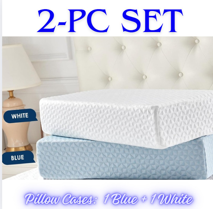 (set Of 2) Side Sleeper Memory Foam Firm Support 1 Blue+1 Wh
