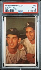 1953 Bowman Color Rizzuto/Martin baseball card, PSA Good 2 #93 in the set HOF
