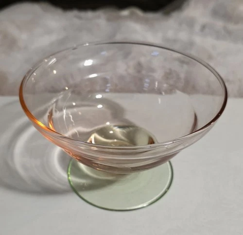 Tiffin Watermelon Depression Glass Pink And Green Vintage Dessert Bowl