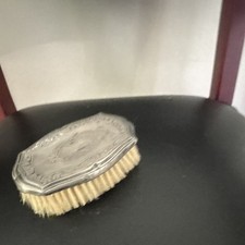 Vintage Monogrammed Silver Oval Hair Brush