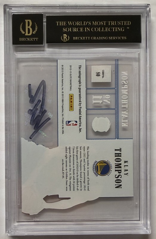 Klay Thompson Black Label BGS 10 2012-13 Panini Elite Rookie Inscription RC Auto
