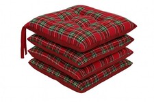 Set 4 Cuscini Natalizi Coprisedie Imbottiti Reversibili Morbidi Lacci 40x40 cm