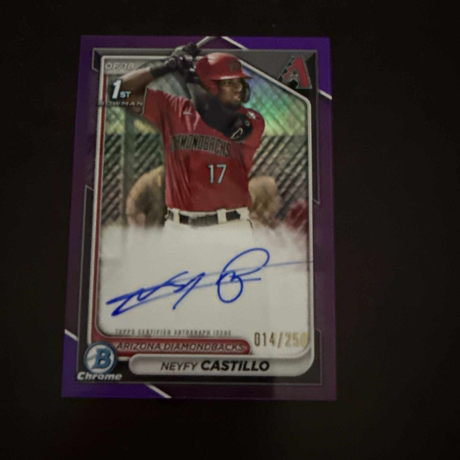 NEYFY CASTILLO 2024 BOWMAN CHROME 1ST PURPLE REFRACTOR AUTO /250 Q0266