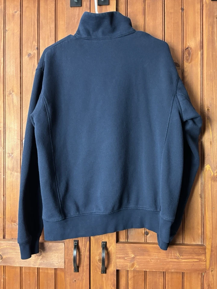 Zara Men’s Basic Quarter Zip Sweatshirt Size M Navy Blue Long Sleeve Pullover - Image 4 of 4