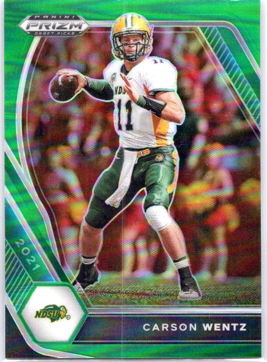 2021 Panini Prizm Draft Picks Collegiate #13 Carson Wentz Green