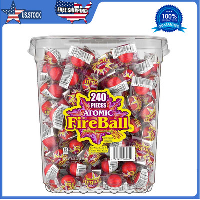 Wonka Atomic Fireball Jawbreakers Cinnamon Flavor Individually Wrapped Candy