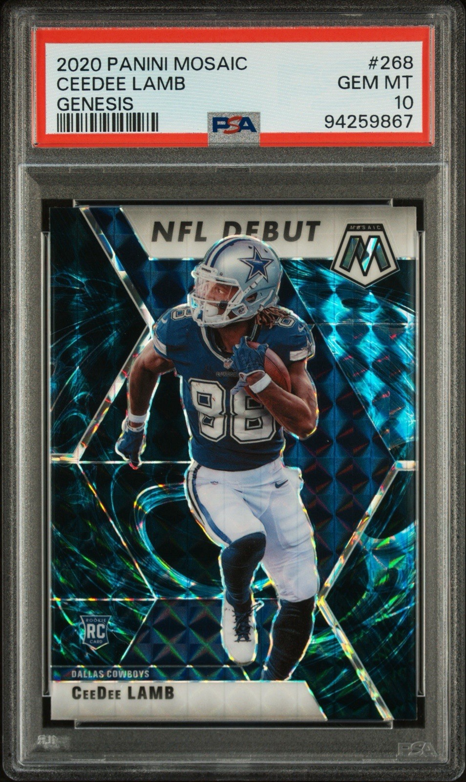 2020 Panini Mosaic Rookie Genesis Ceedee Lamb NFL Debut PSA 10 #268 RC Case Hit!