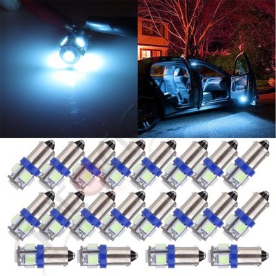 20X Ice Blue T11 BA9S T4W 3886X H6W 5-5050-SMD LED Instrument Cluster Light Bulb