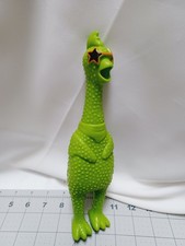 Greenbrier International Green Rubber Chicken Squeaky Dog Toy Free Range Gag Toy