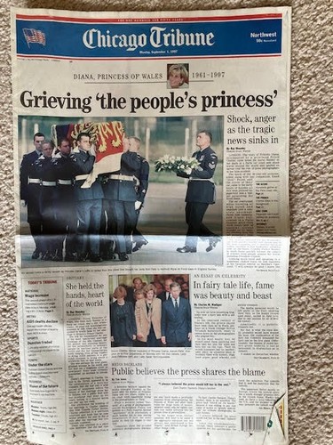Chicago Tribune September 1, 1997 "Grieving The People's Princess" - Diana death
