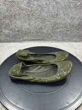 Tory Burch Flat Women Size 41 Eu 10.5 Us Eddie Ballet Leaf Green Leather Slip On
