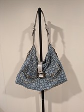 Vintage Y2K GUESS Handbag Blue In Denim - Purple Lining