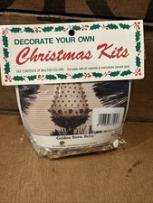 Vintage MERRI MAC Christmas Beaded Sequins Ornament Kit Makes 2 Gold Snow Bells