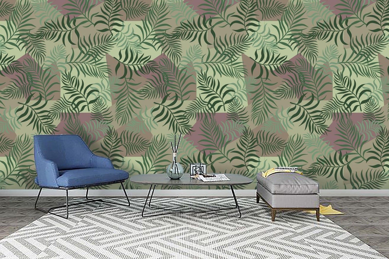 3D Green Plant Leaf Pattern Wall Murals Wallpaper Murals Wall Sticker