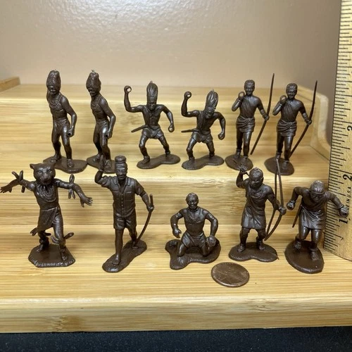 Lot of 11 Marx African Native Figures from Jungle Daktari Playset w Witch Doctor