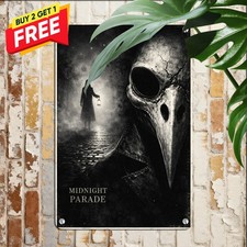 Halloween Silhouette Gothic Witch Ghost Haunted Castle House Metal Wall Sign Art