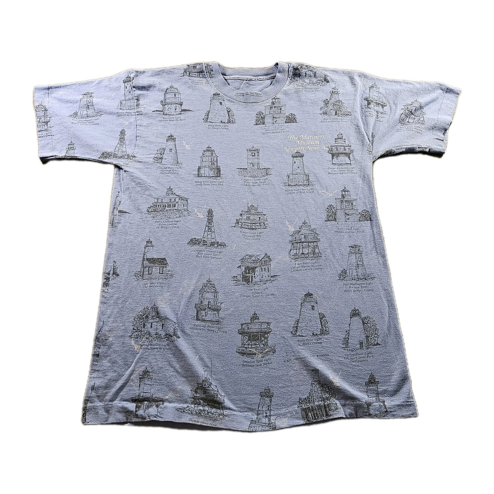 Vintage Art Unlimited Lighthouse All Over Print T-shirt 90s AOP Size Large
