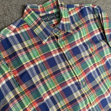 VTG Y2K Polo Ralph Lauren Green/Red/Blue Plaid Button Down Oxford LS Shirt Men L