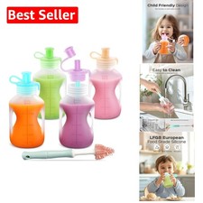 Leakproof Silicone Baby Food Pouches   5 Oz, Microwave  Freezer Safe, 4-Pack