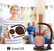 Yarn Ball Holder for Crocheting and Knitting, Wooden Yarn Holder Spinner with...