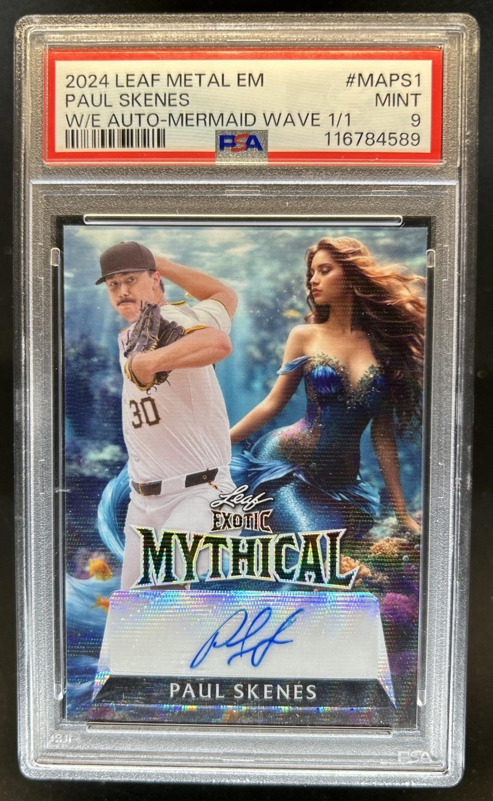 2024 Leaf Exotic Mythical Paul Skenes Auto Autograph Mermaid Wave #1/1 PSA 9