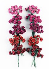 100 pcs Mini Paper Flowers Artificial Roses Mixed Red Five Color Mulberry Pap...