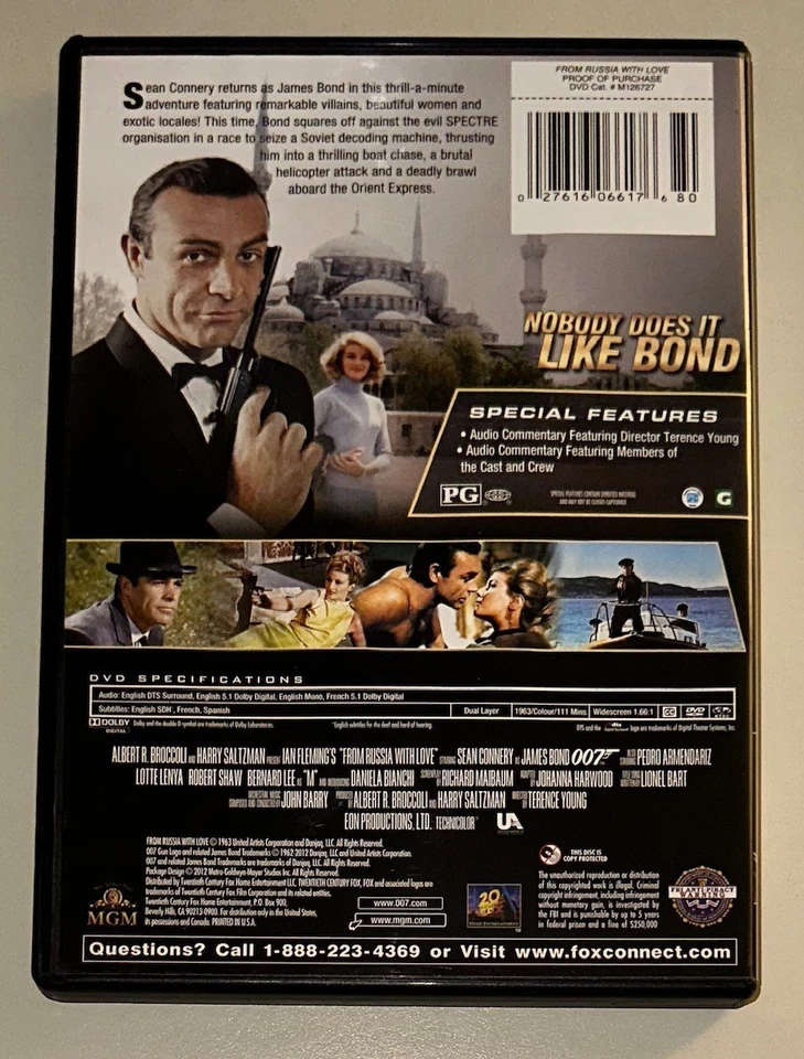 DVD - FROM RUSSIA WITH LOVE - Sean Connery as James Bond 007/Robert Shaw - MGM - Image 2 of 3