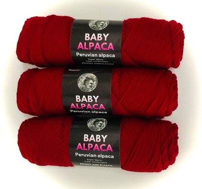 Peruvian Baby Alpaca Yarn  Red - (100 gm) (3.5oz) per Skein-Worsted Weight