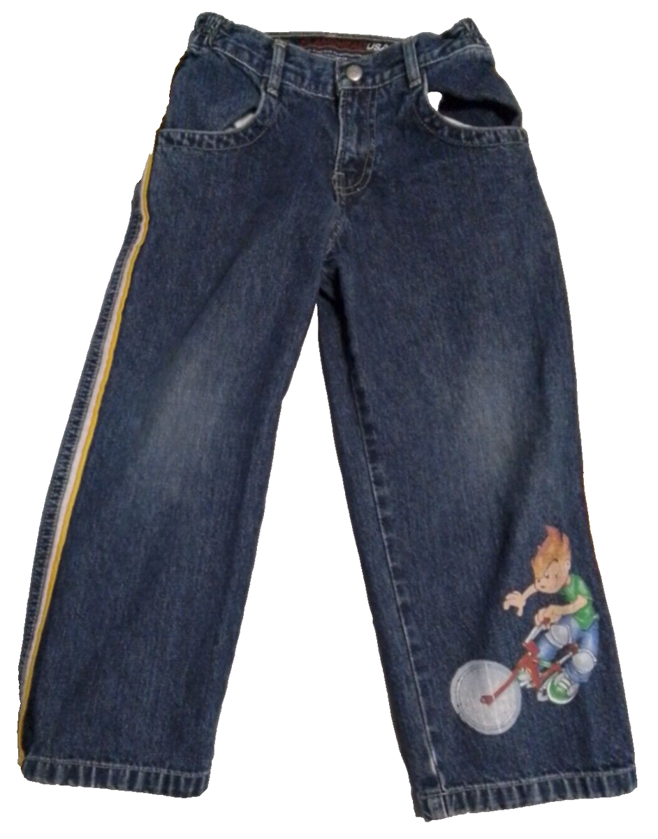Flamehead USA Jnco Jeans Dirt Bike Youth Size Vintage Yellow White 2001