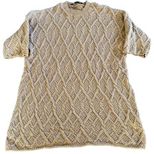 Zara Women's Cable Knit Dress Ribbed  Short Sleeve  Size Large Tan