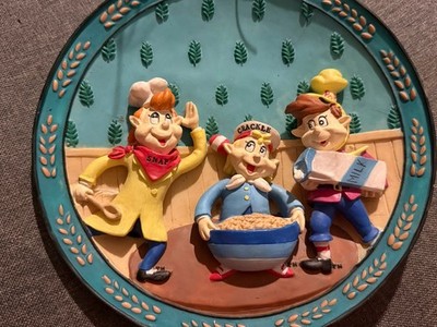 Kellogg's CEREAL CITY 1998 3-D Ceramic Plate SNAP CRACKLE POP KITCHEN