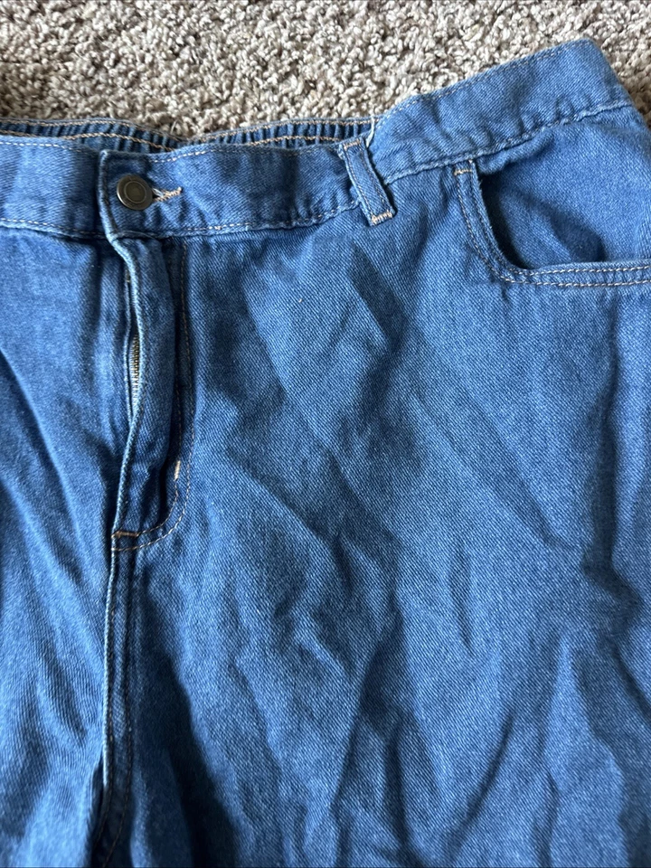 Pantalones de mezclilla Woman Within talla grande 18W de alto (medida 37X31) cintura elástica pierna recta Foto 3 de 4