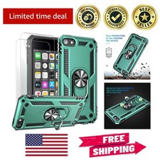 Cyan Heavy-Duty iPod Touch 5/6/7 Case with 360  Kickstand  Screen Protectors