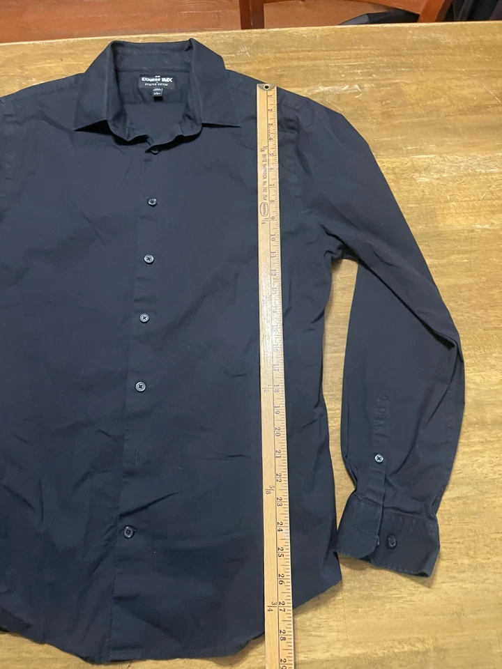 Express 1MX Shirt, Mens Size Large, 16-16.5, Black, Slim, Button Up, Long Sleeve - Image 4 of 4