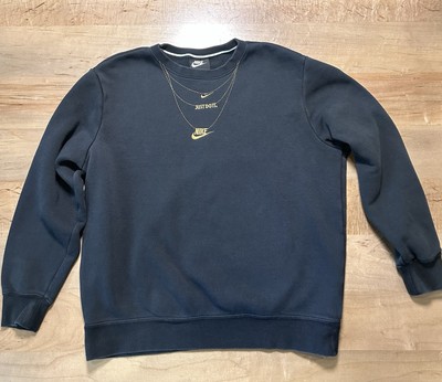 Nike Sweatshirt Womens Small Black Glam Dunk Gold Chain