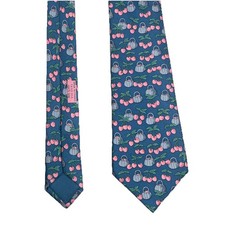 Hermes Silk Tie Cherry Baskets Blue Made In France 7430 HA 56