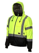 Hi Vis Work Jacket for Men - Waterproof Safety Bomber with Reflective 4X-Large