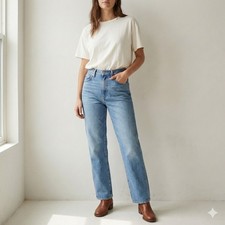 Madewell The Perfect Vintage Wide Leg Jeans Womens 27T Tall Medium Wash Denim