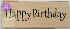 Happy Birthday Wooden Rubber Stamp - Red