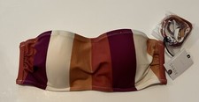 Shade  Shore Women's Bikini Swim Top Light Lift Bandeau Multi Stripe Size 32B