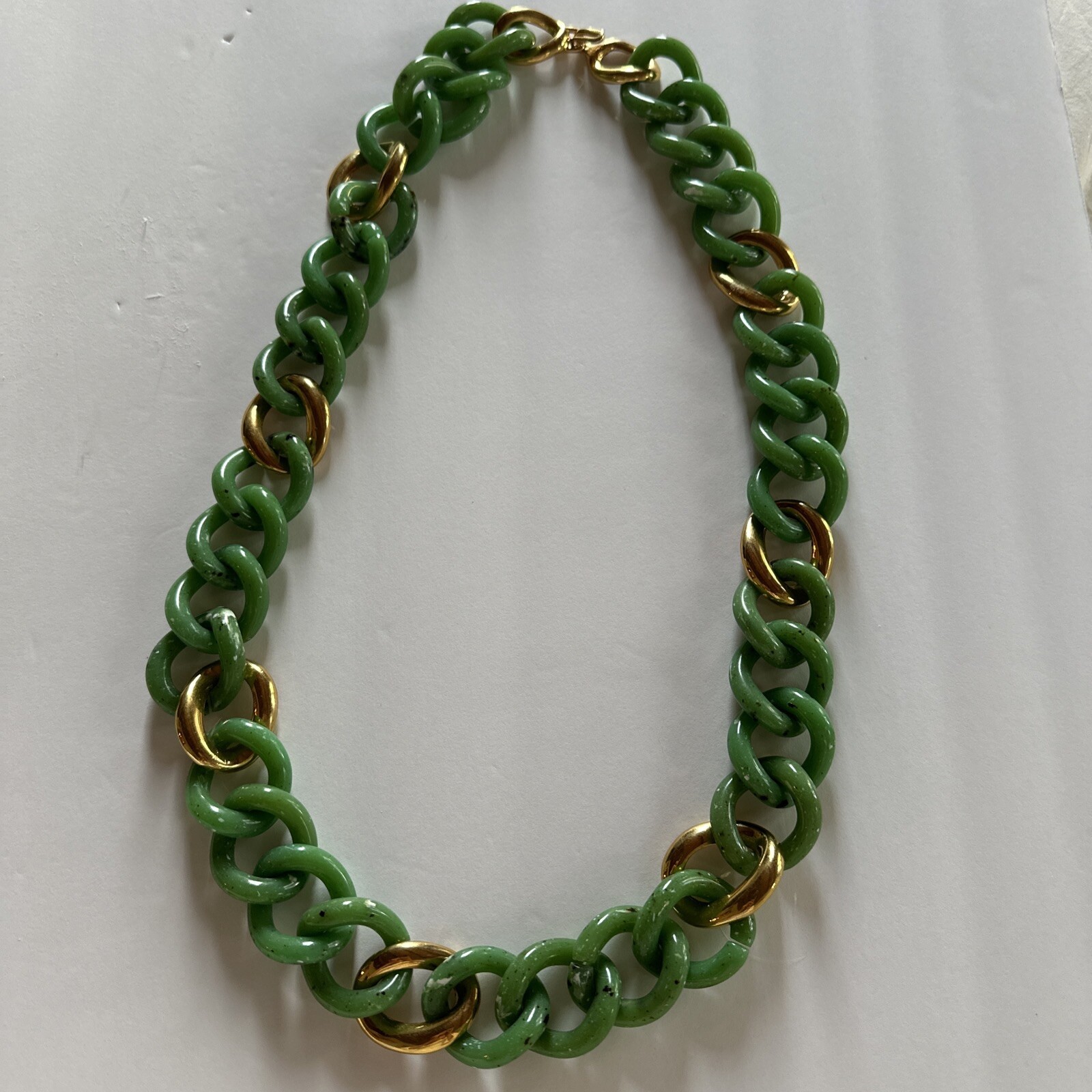 Kenneth Jay Lane Jade Resin & Goldtone Large Link… - image 1