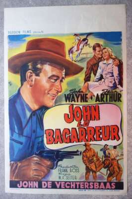 A LADY TAKES A CHANCE John Wayne original belgian movie poster R50s