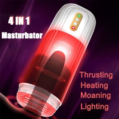 Electric Vibrator Handsfree Male Masturbator Thrusting Moaning Heating Lubricant