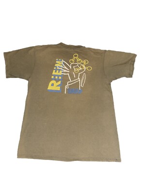 Vintage 90s 1999 rem band tee shirt green rabbit graphic concert