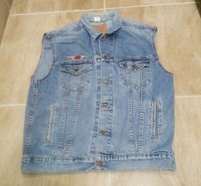 Vintage 80s 90s Levi Strauss Co Denim Vest Jacket Harley Davidson Patch Blue L