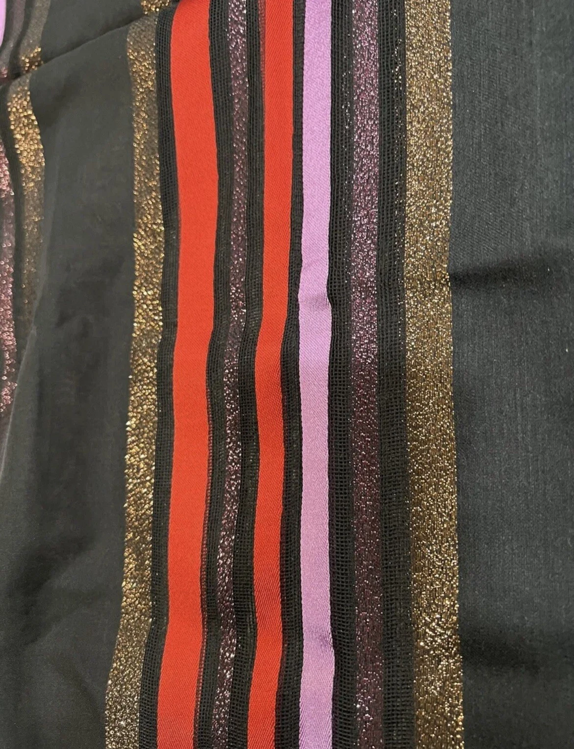 Belle grande écharpe femme en soie Gucci, cachemire, polyester, noire 75 x 35 pouces